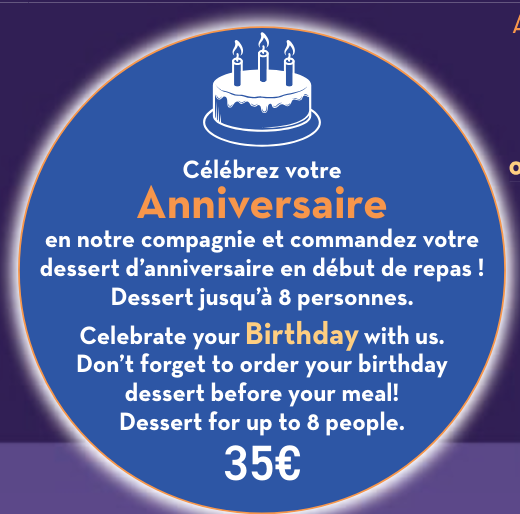 Anniversaire à l'Agrabah café restaurant.