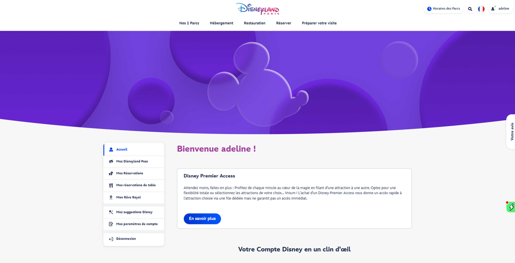 espace perso disney